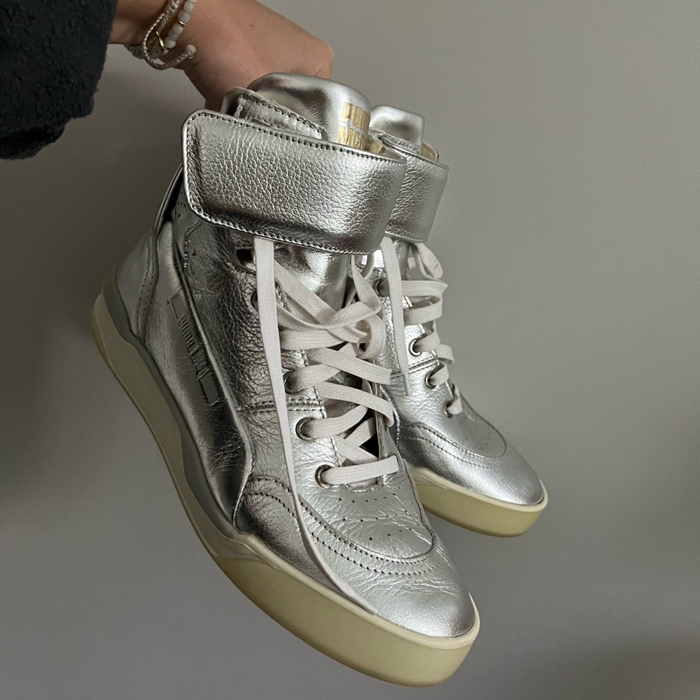 Men’s Alexander Mcqueen x Puma Move amid Metallic Silver Sneakers 361673-01 US 8
